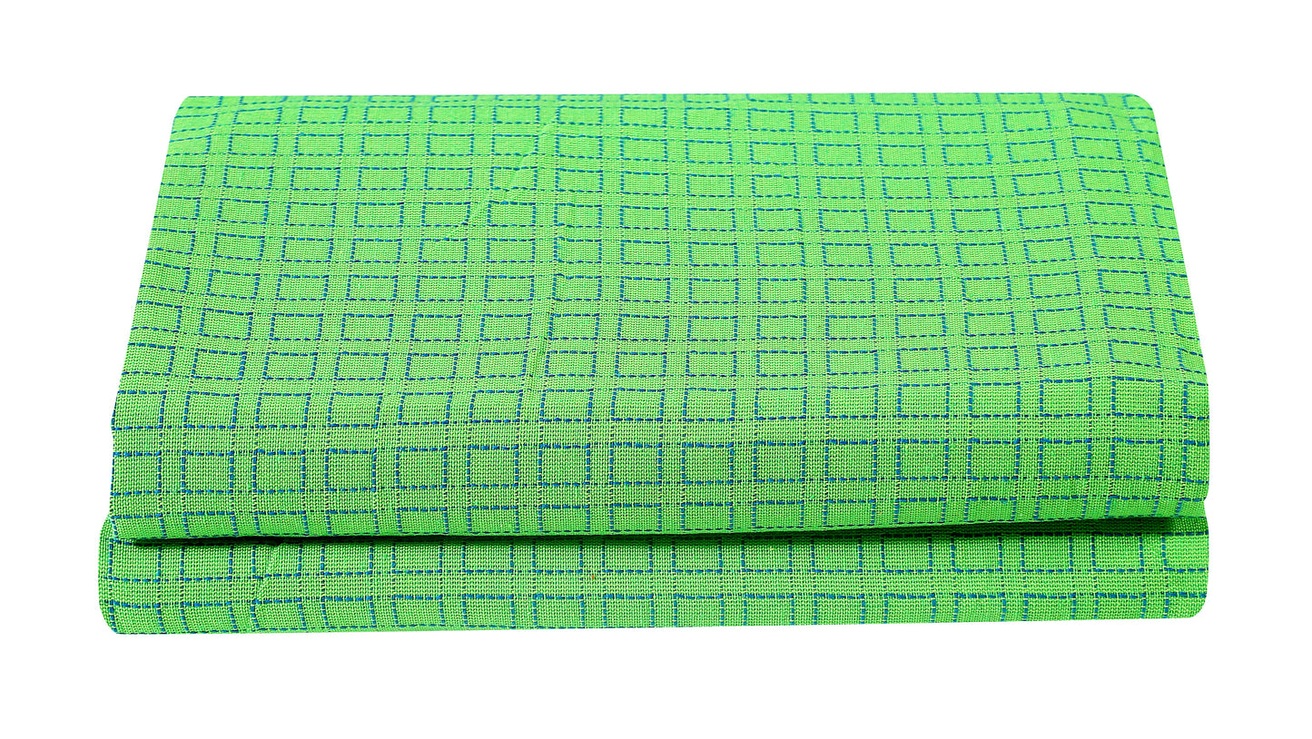 Handloom Cotton Green Box Double Bedcover without Pillow Covers