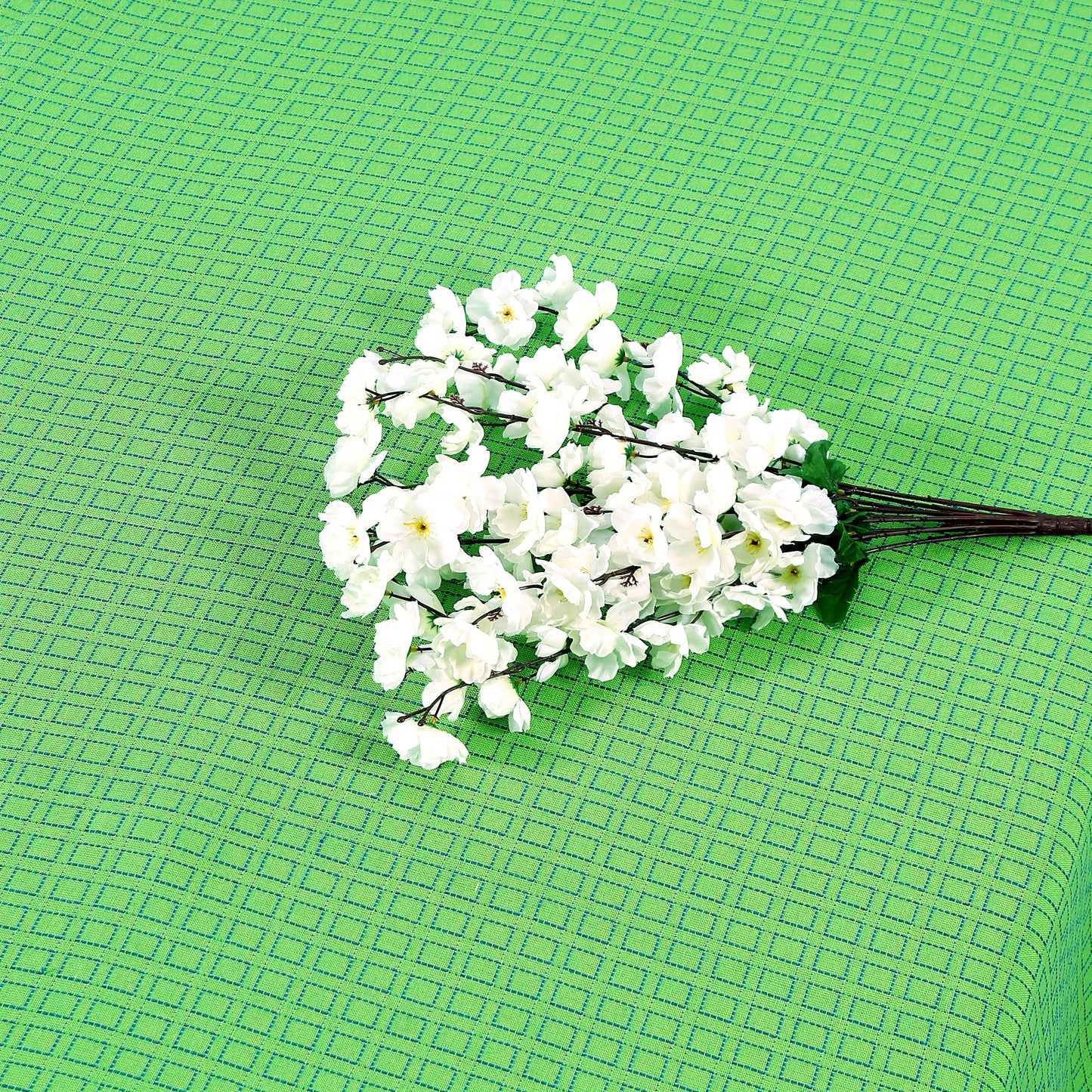 Handloom Cotton Green Box King Bedcover without Pillow Covers