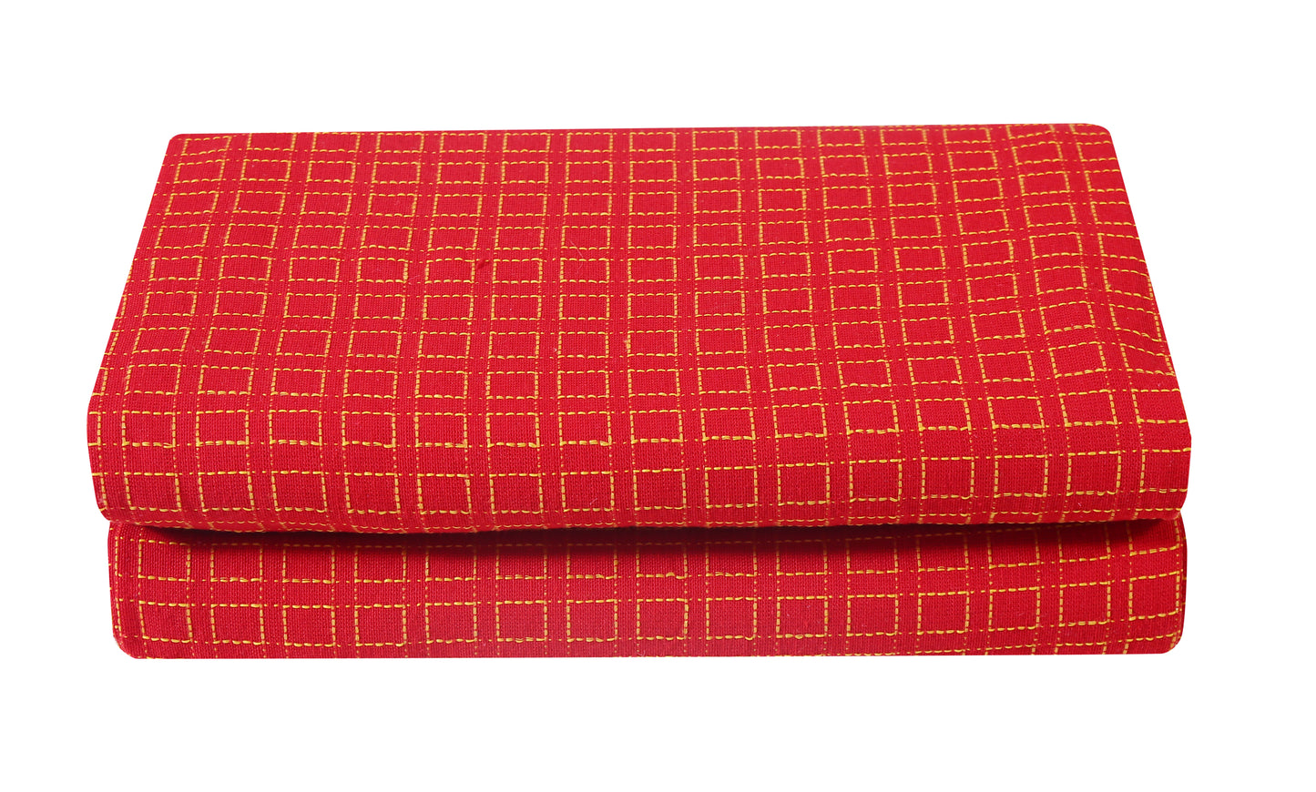 Handloom Cotton Red Box King Bedcover without Pillow Covers