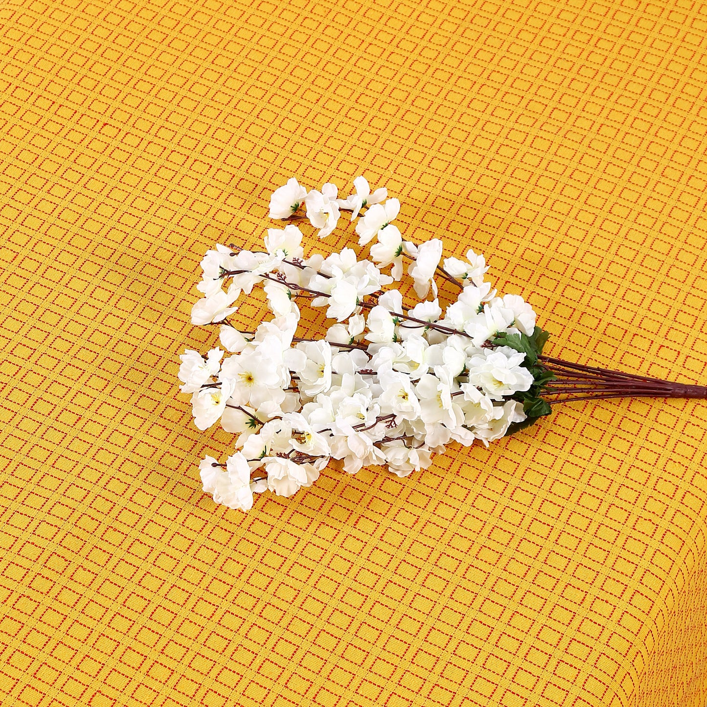 Handloom Cotton Yellow Box King Bedcover without Pillow Covers