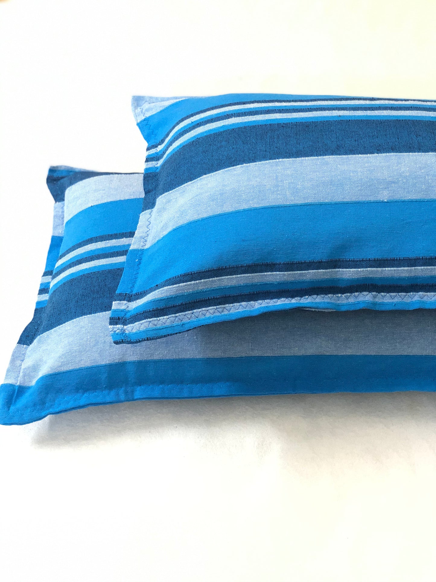 Handloom Cotton Blue Striped Pillow Covers (Set of 2)