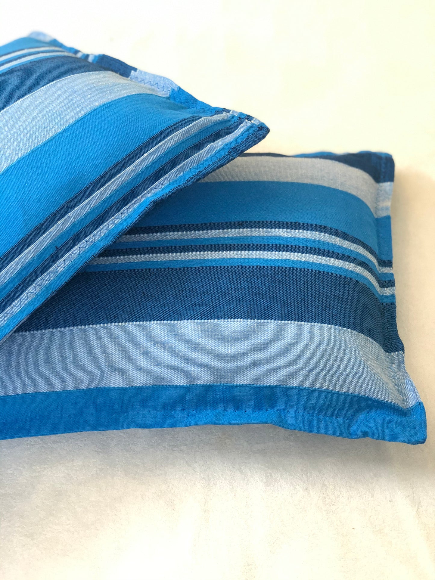 Handloom Cotton Blue Striped Pillow Covers (Set of 2)