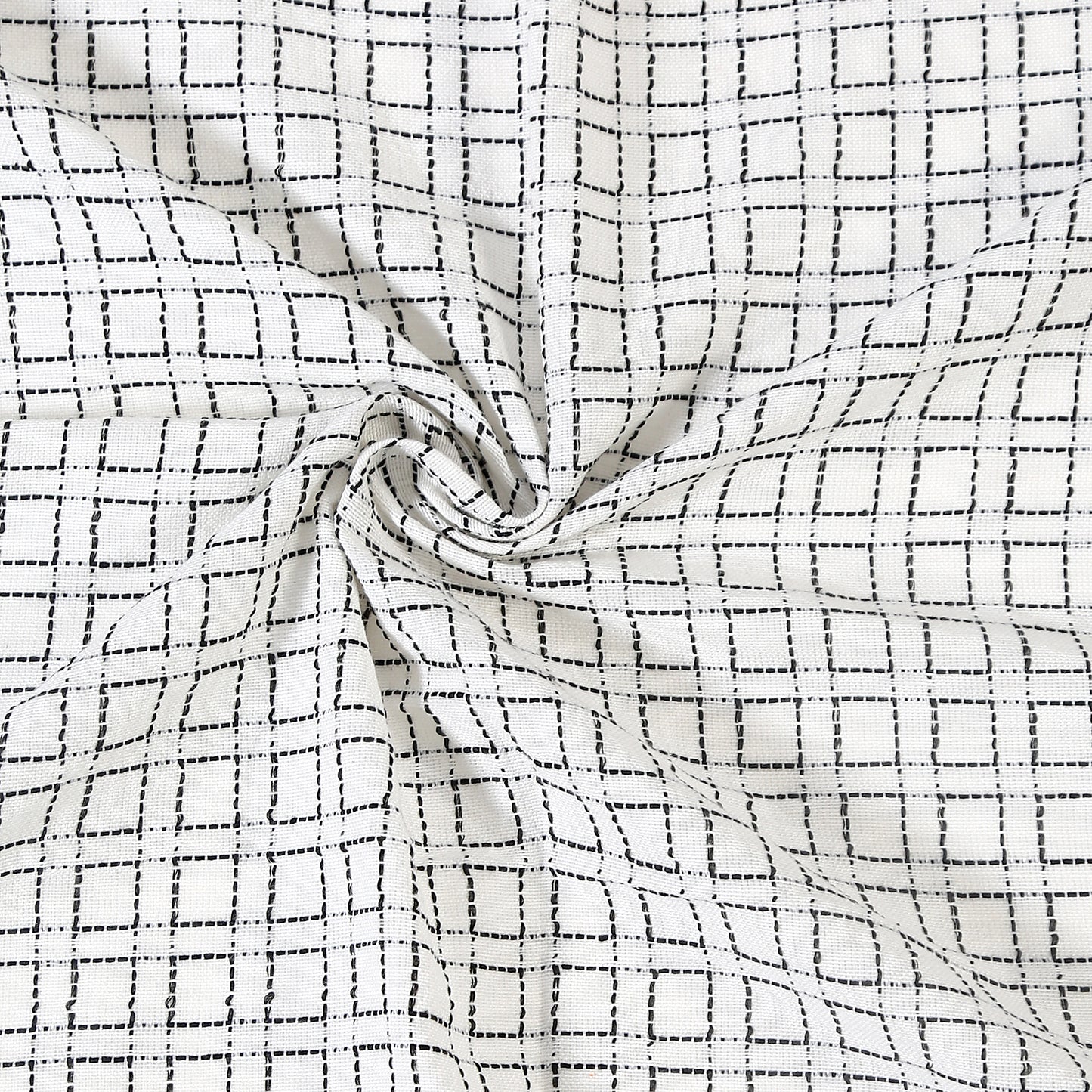 Handloom Cotton White Box Light Filtering Curtains 9 feet (Set of 2)