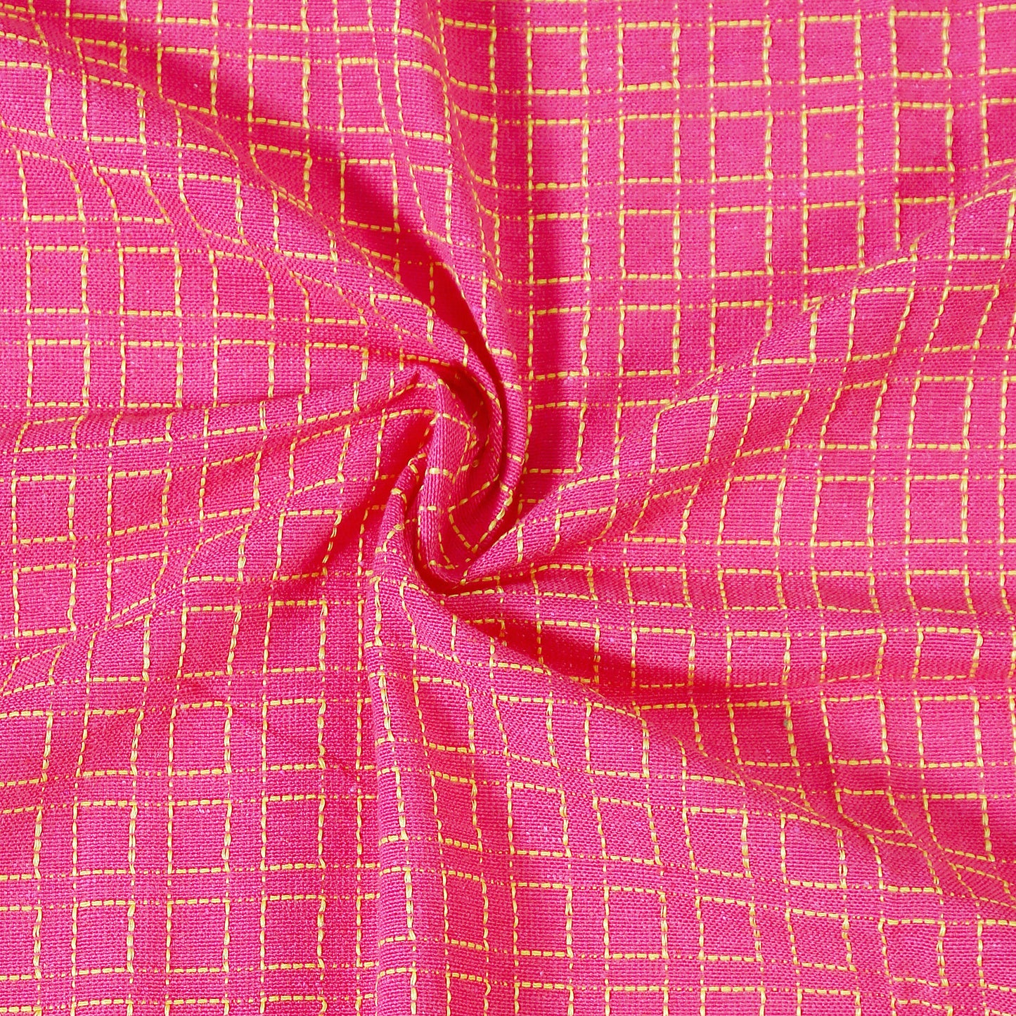 Handloom Cotton Pink Box Light Filtering Curtains 5 feet (Set of 2)