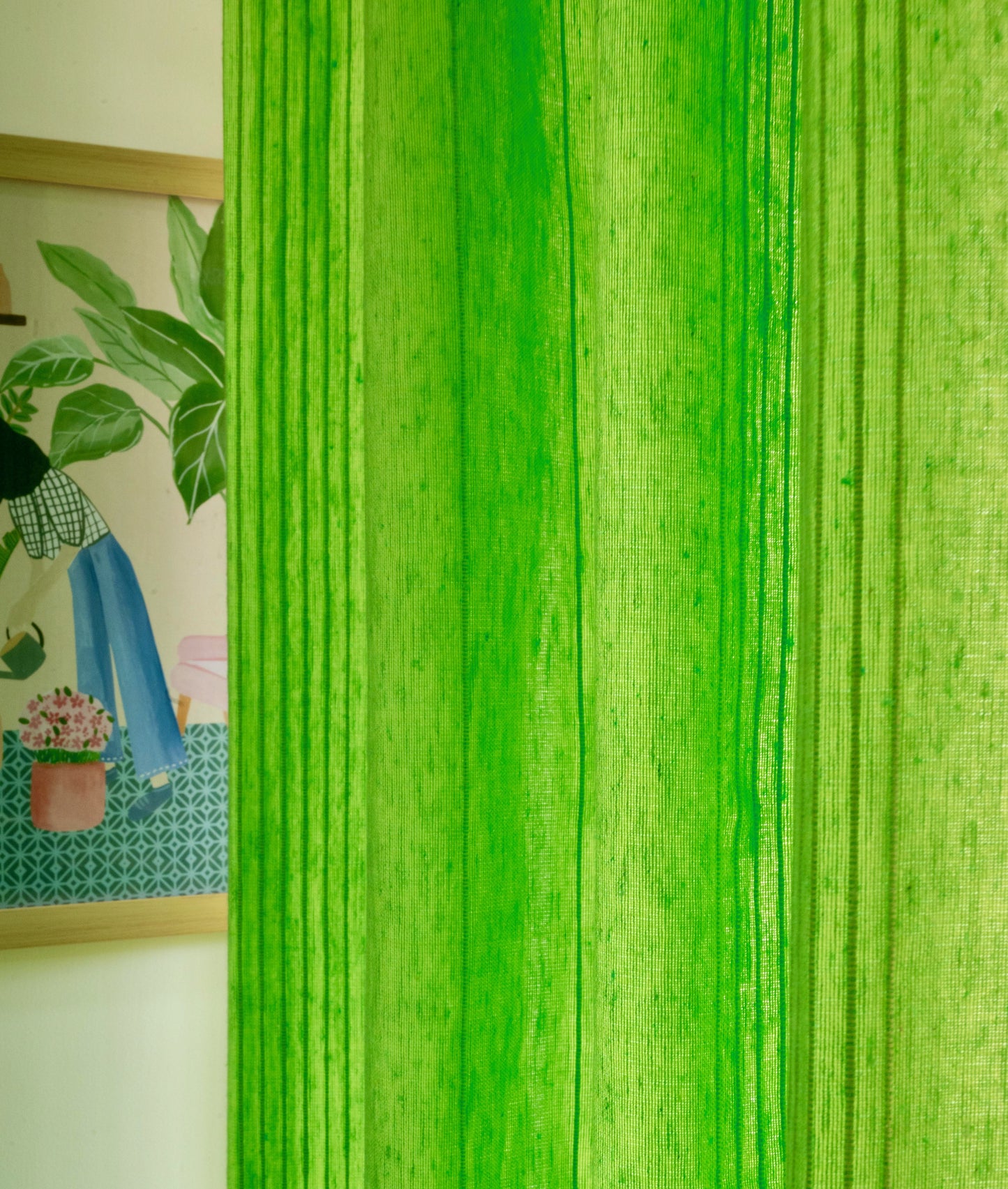 Handloom Cotton Green Solid Light Filtering Curtains 5 feet (Set of 2)