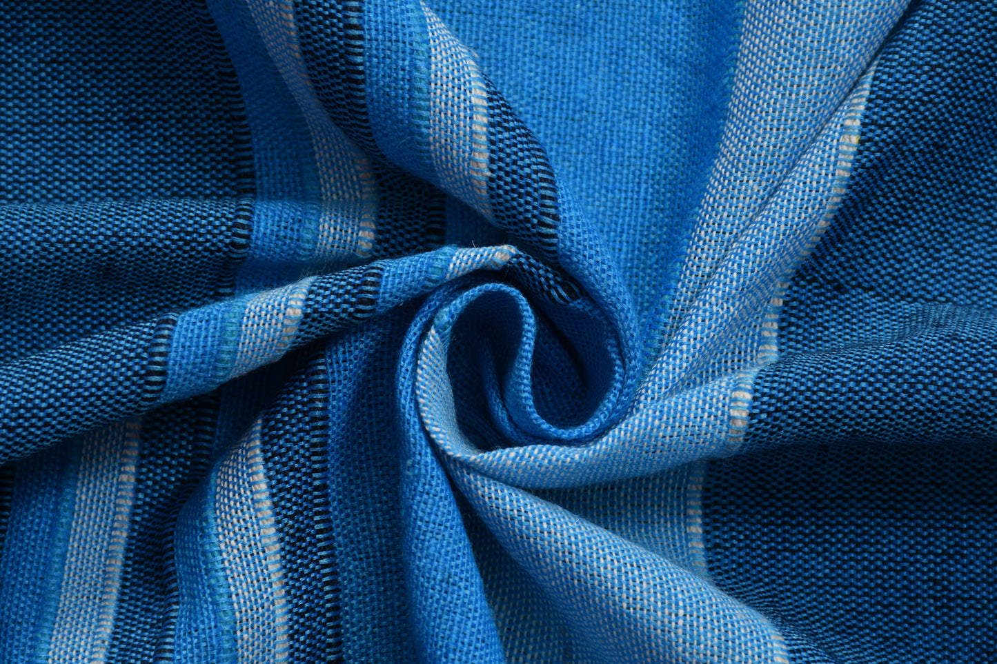 Handloom Cotton Blue Striped Double Bedcover without Pillow Covers