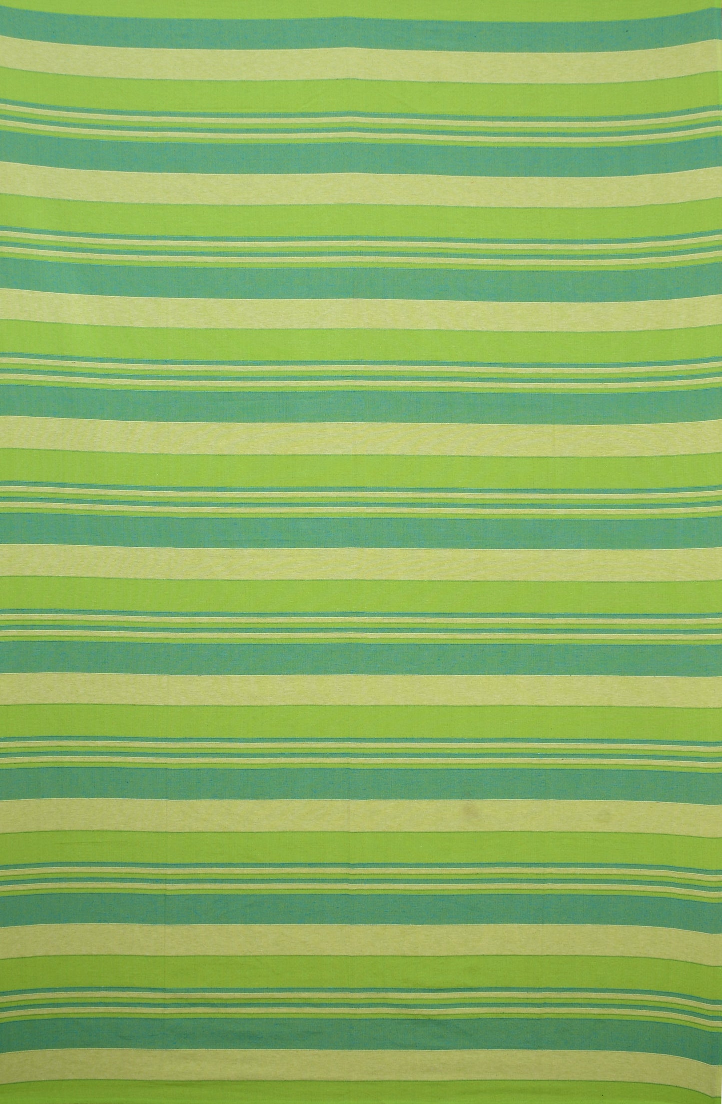 Handloom Cotton Green Striped Double Bedcover without Pillow Covers