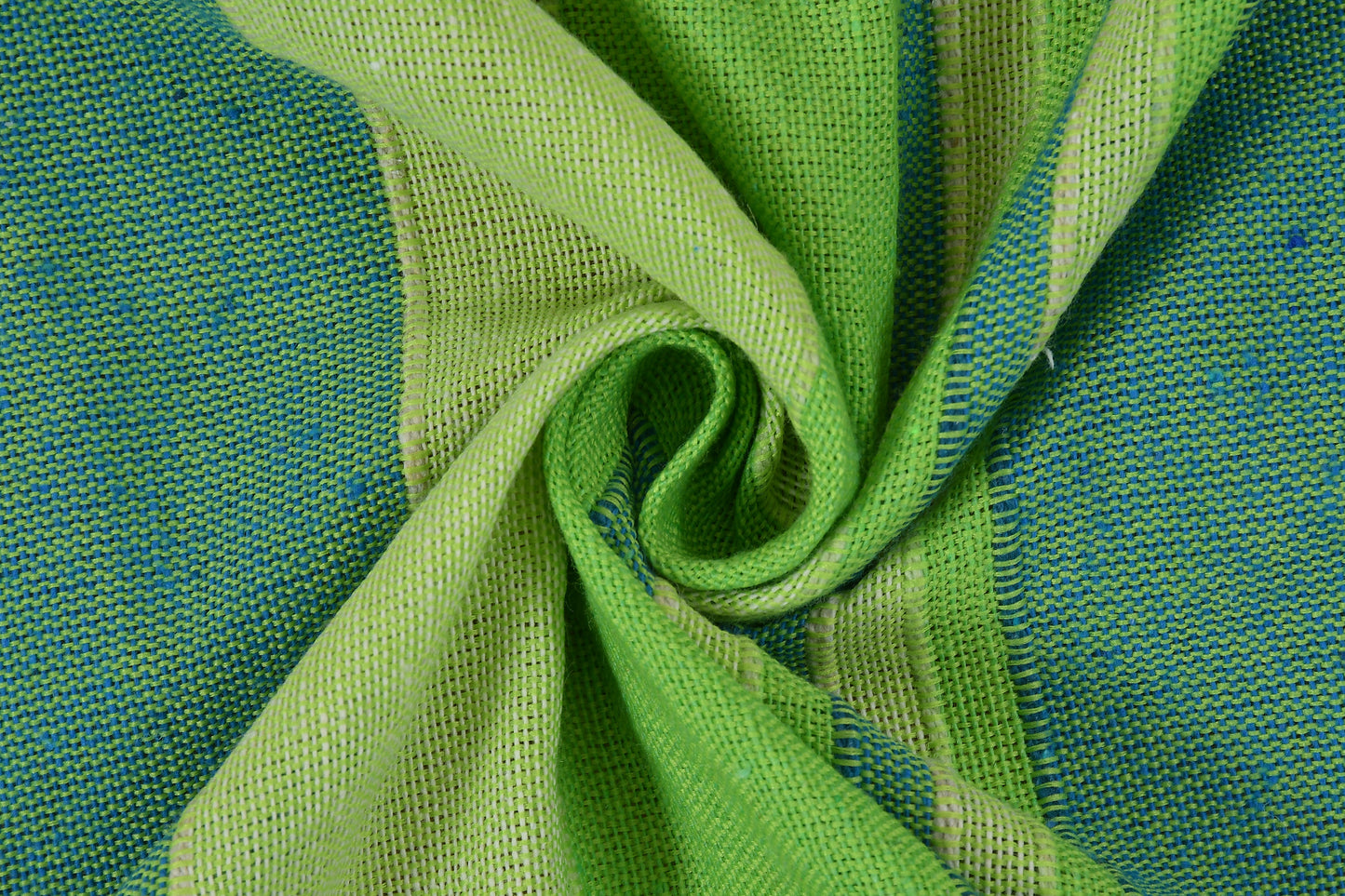 Handloom Cotton Green Striped King Bedcover without Pillow Covers