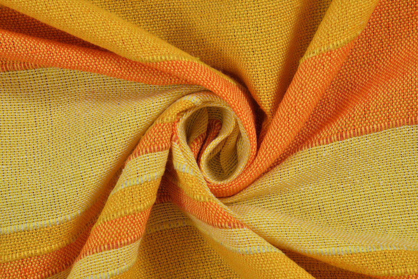 Handloom Cotton Yellow Striped King Bedcover without Pillow Covers