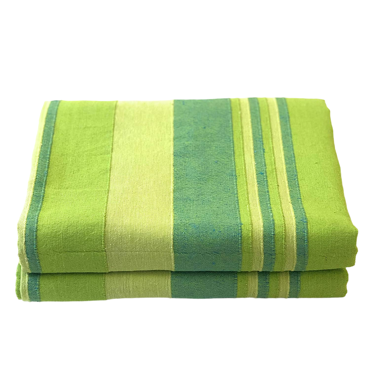Handloom Cotton Green Striped Double Bedcover without Pillow Covers