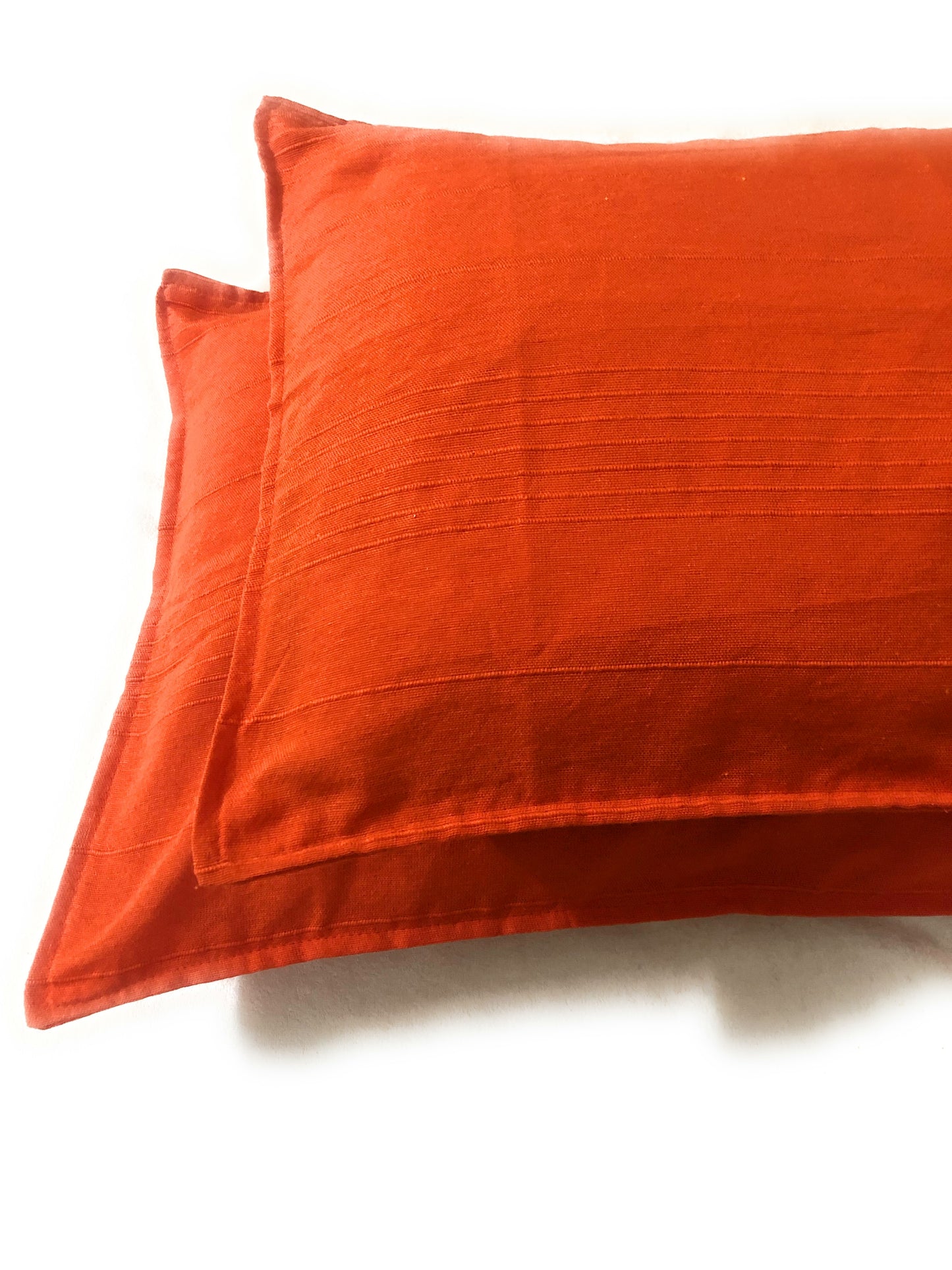 Handloom Cotton Orange Pillow Covers (Set of 2)