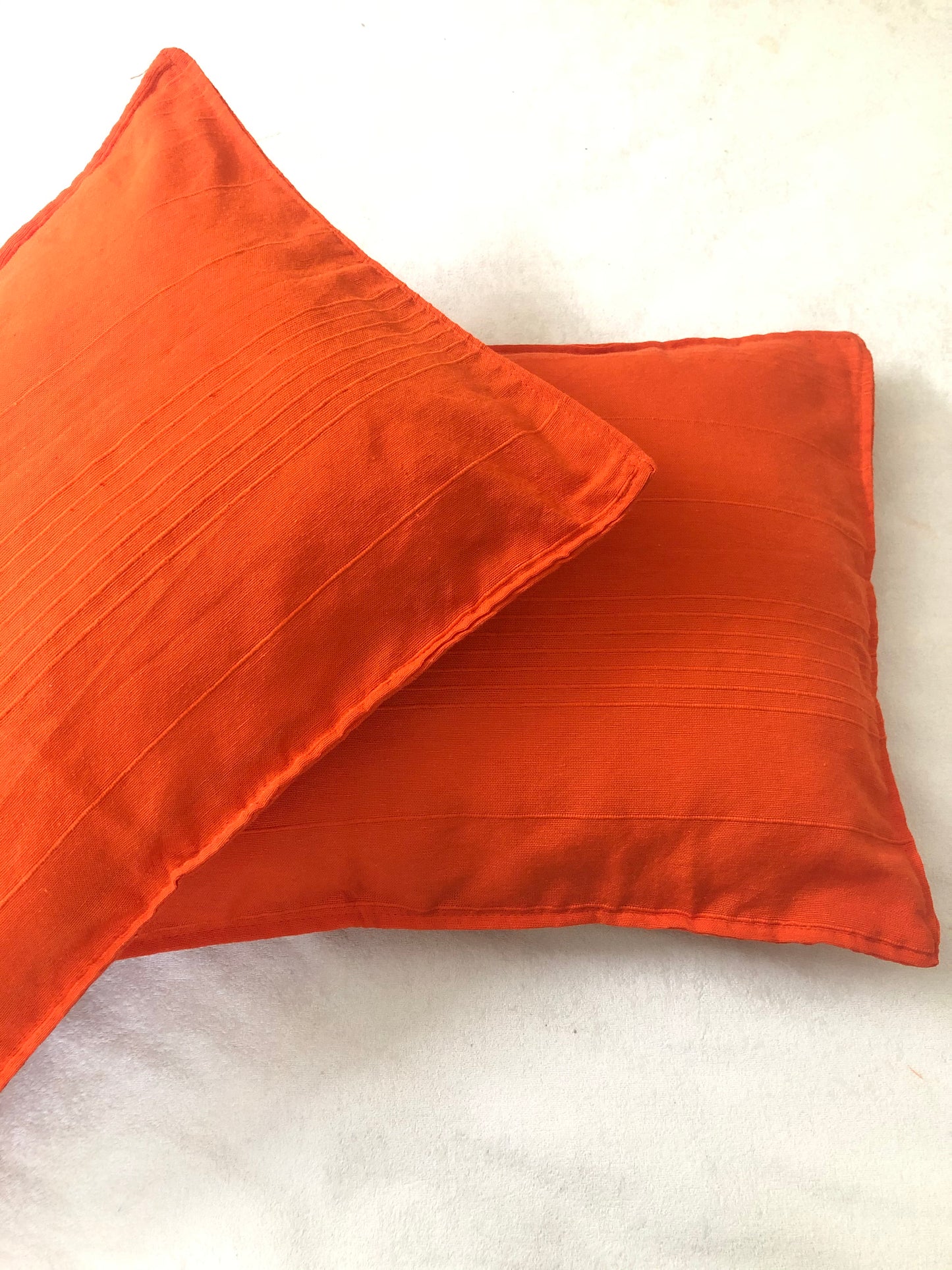 Handloom Cotton Orange Pillow Covers (Set of 2)