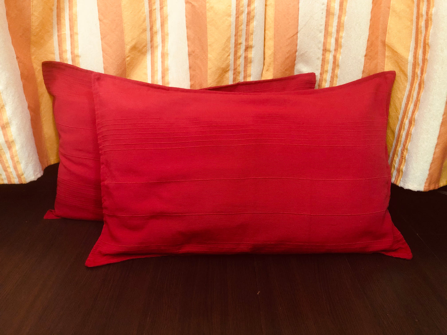 Handloom Cotton Red Pillow Covers (Set of 2)