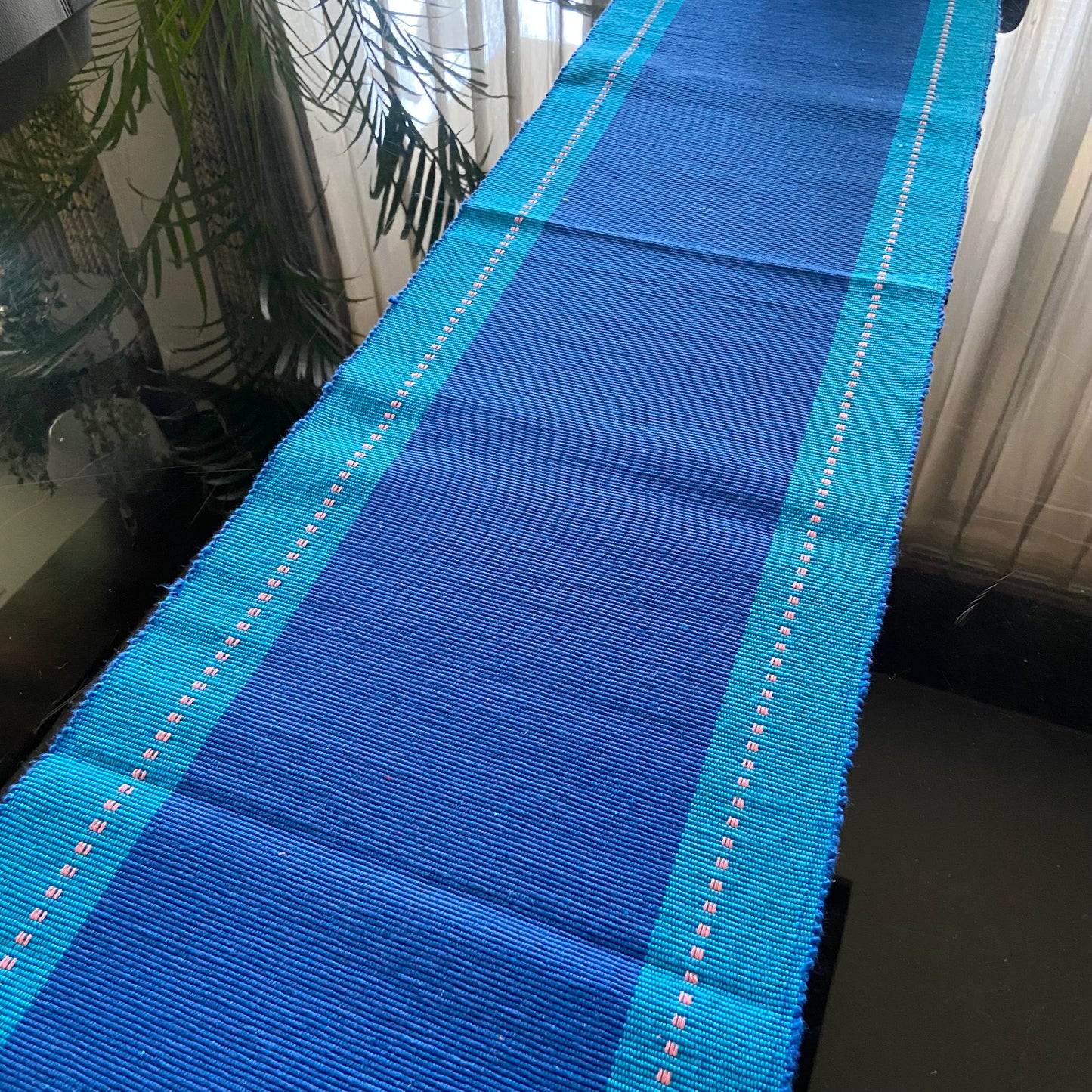 Cotton Navy Blue Striped Table Runner Medium