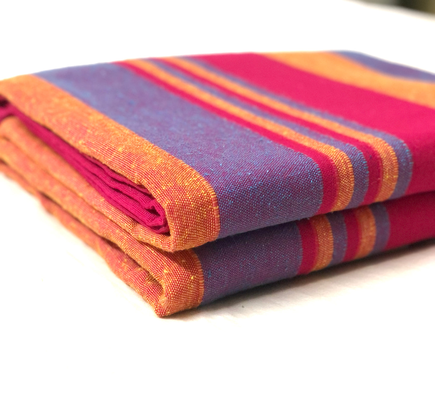 Handloom Cotton Pink Striped Single Bedcover without Pillow Covers