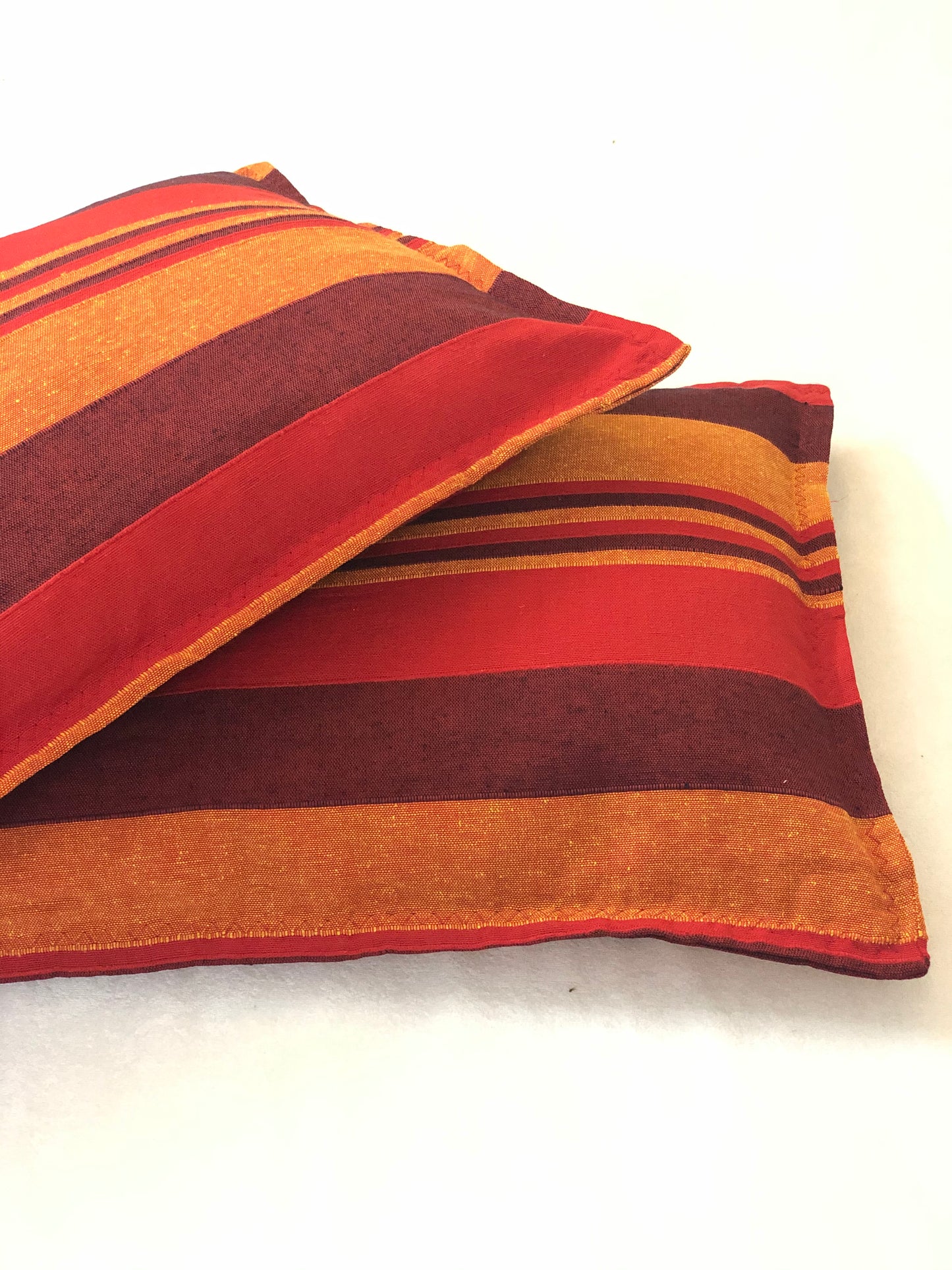 Handloom Cotton Red Striped Pillow Covers (Set of 2)
