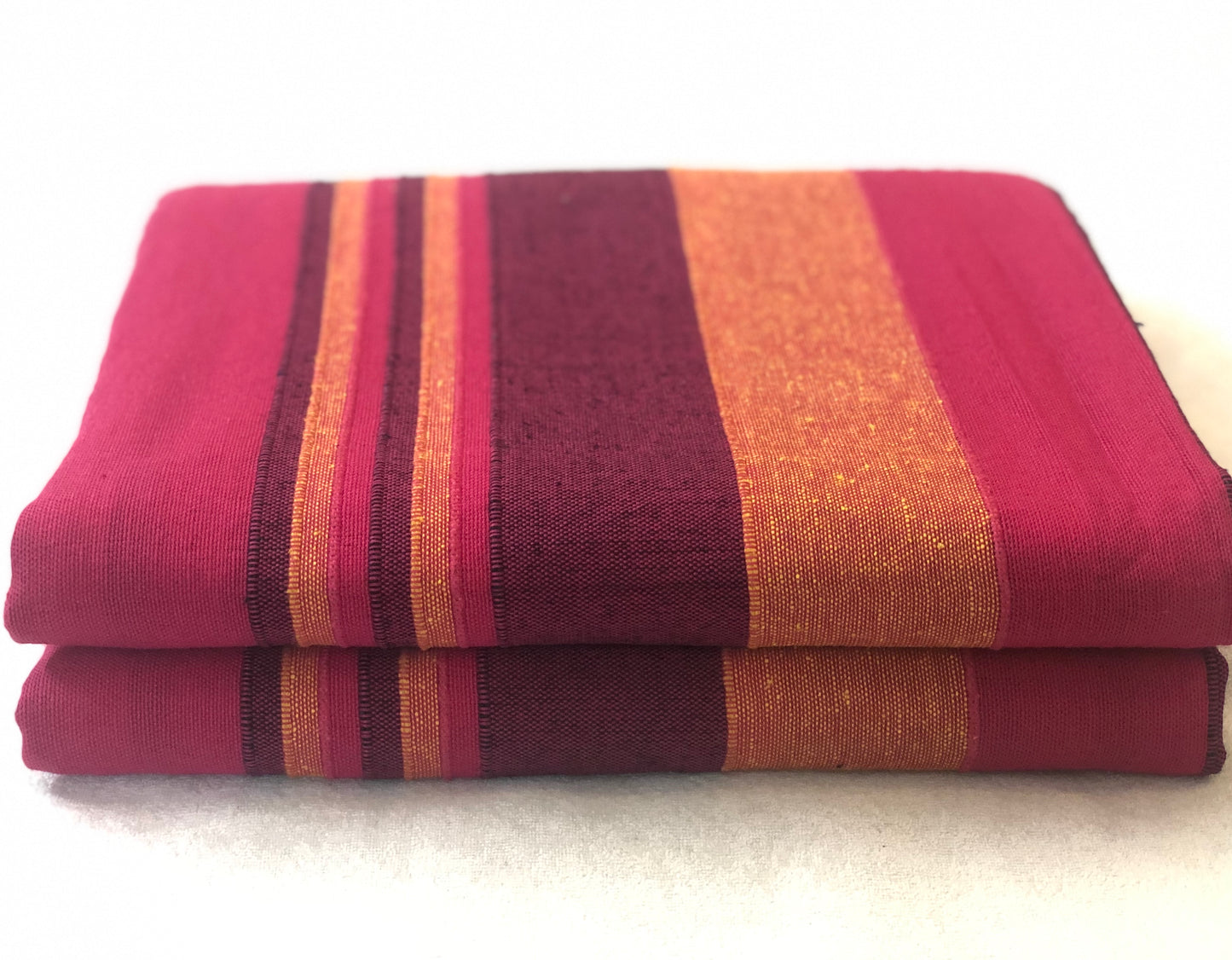 Handloom Cotton Purple Striped Double Bedcover without Pillow Covers