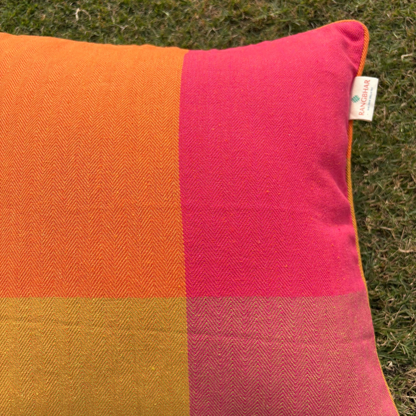 Handloom Premium Orange Cotton Cushion Covers (Pack of 2)