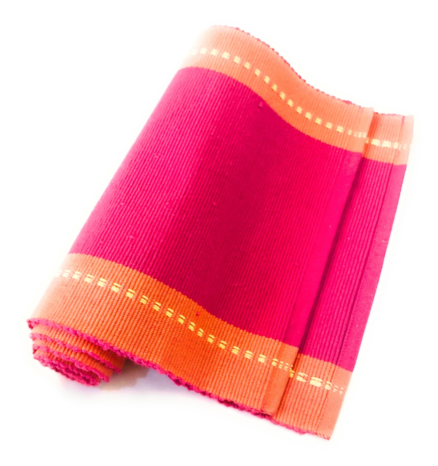 Cotton Pink Orange Striped Table Runner Large