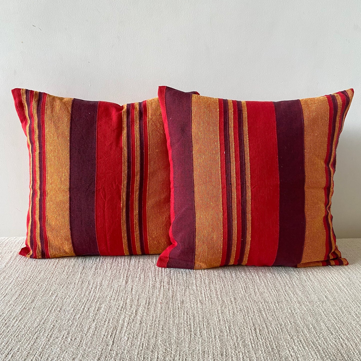 Handloom Red Cotton Cushion Covers (Pack of 2)