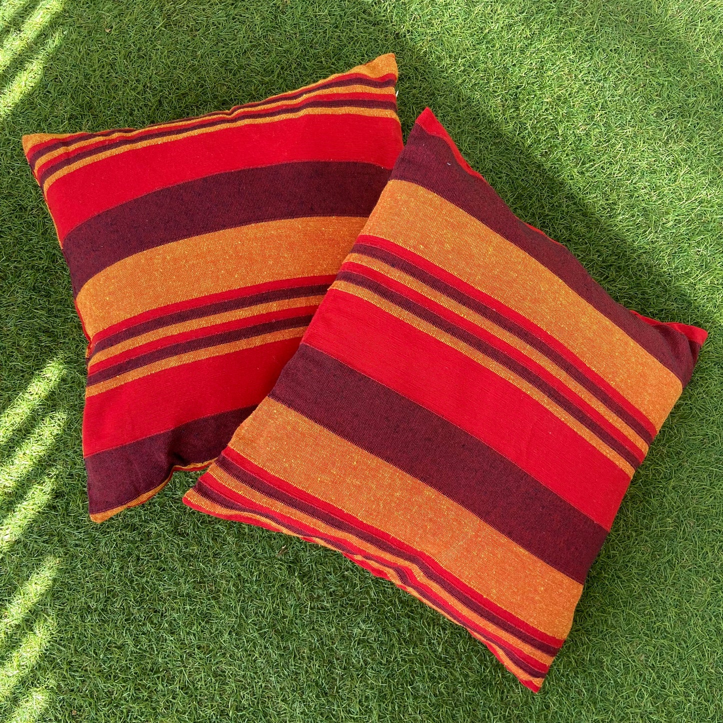 Handloom Red Cotton Cushion Covers (Pack of 2)