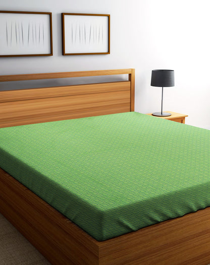 Handloom Cotton Green Box Double Bedcover without Pillow Covers