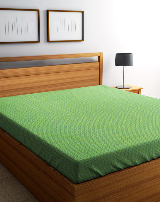 Handloom Cotton Green Box Double Bedcover without Pillow Covers