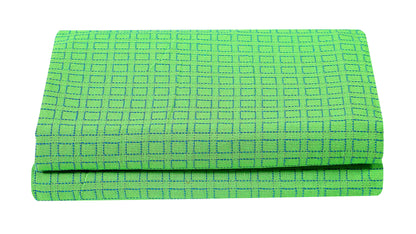 Handloom Cotton Green Box Double Bedcover without Pillow Covers
