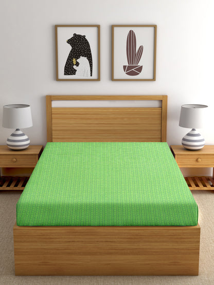 Handloom Cotton Green Box Single Bedcover without Pillow Covers