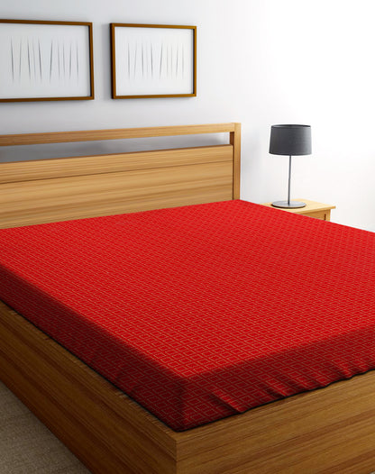 Handloom Cotton Red Box King Bedcover without Pillow Covers