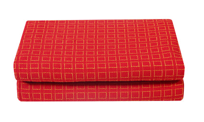 Handloom Cotton Red Box Double Bedcover without Pillow Covers
