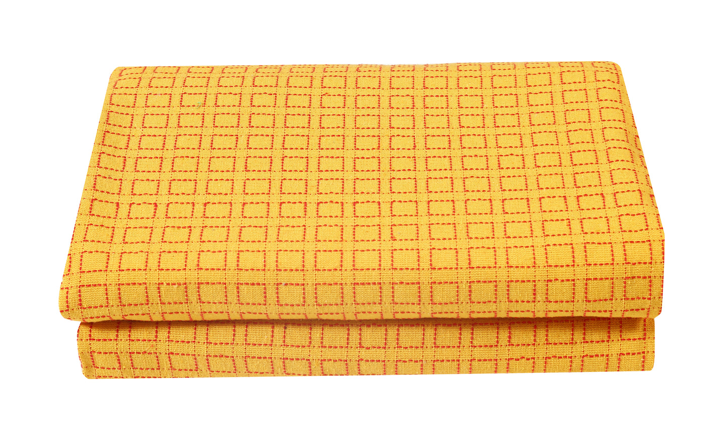Handloom Cotton Yellow Box Single Bedcover without Pillow Covers