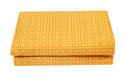 Handloom Cotton Yellow Box Double Bedcover without Pillow Covers
