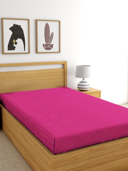 Handloom Cotton Pink Box Single Bedcover without Pillow Covers
