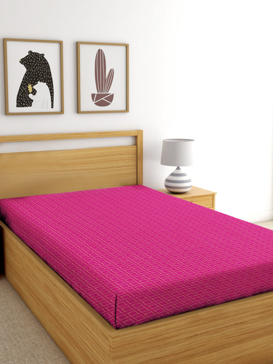 Handloom Cotton Pink Box Single Bedcover without Pillow Covers