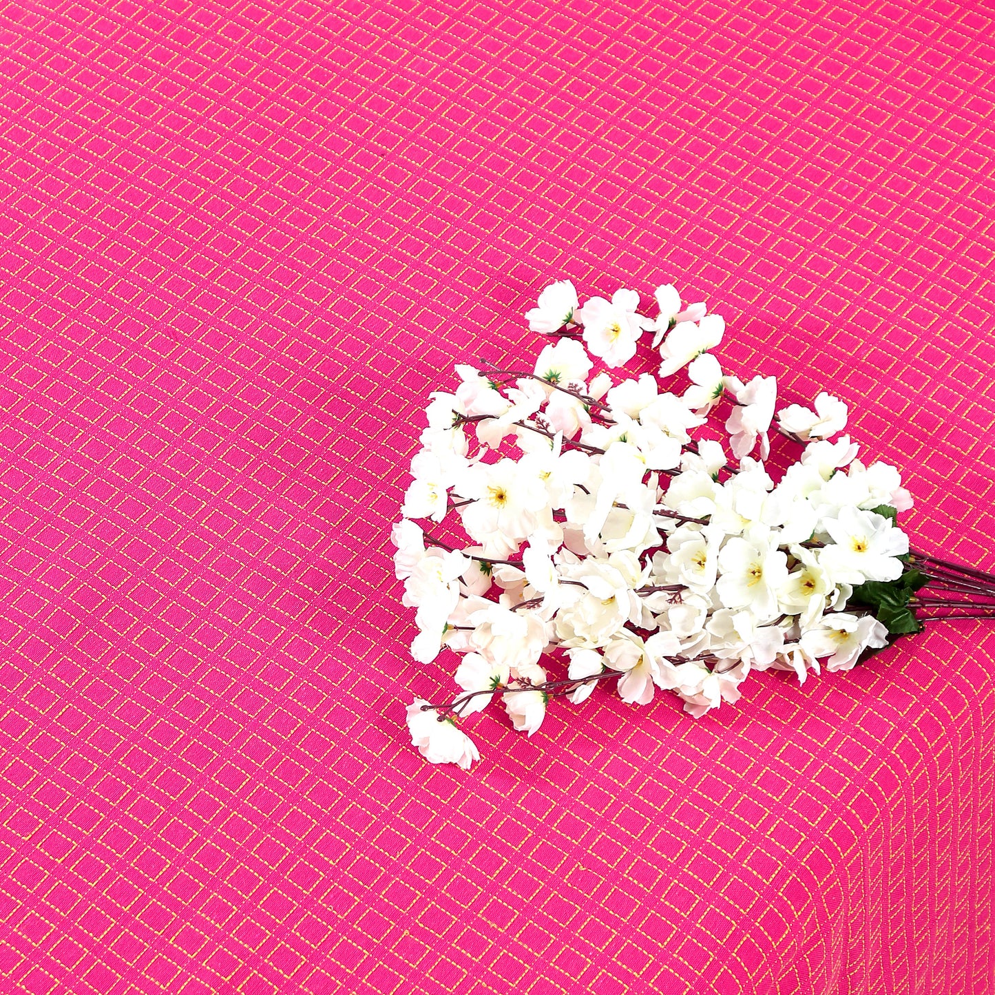Handloom Cotton Pink Box Double Bedcover without Pillow Covers