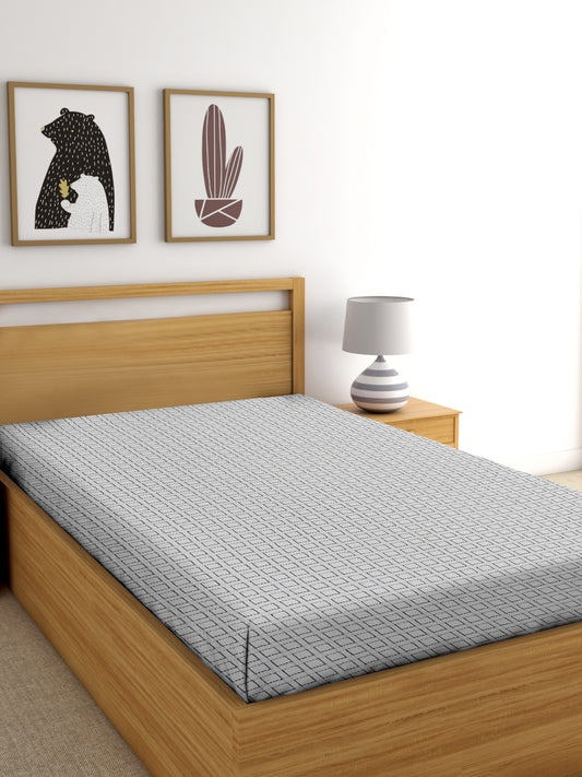 Handloom Cotton White Box Single Bedcover without Pillow Covers