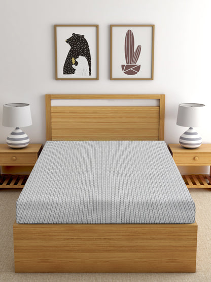 Handloom Cotton White Box Single Bedcover without Pillow Covers