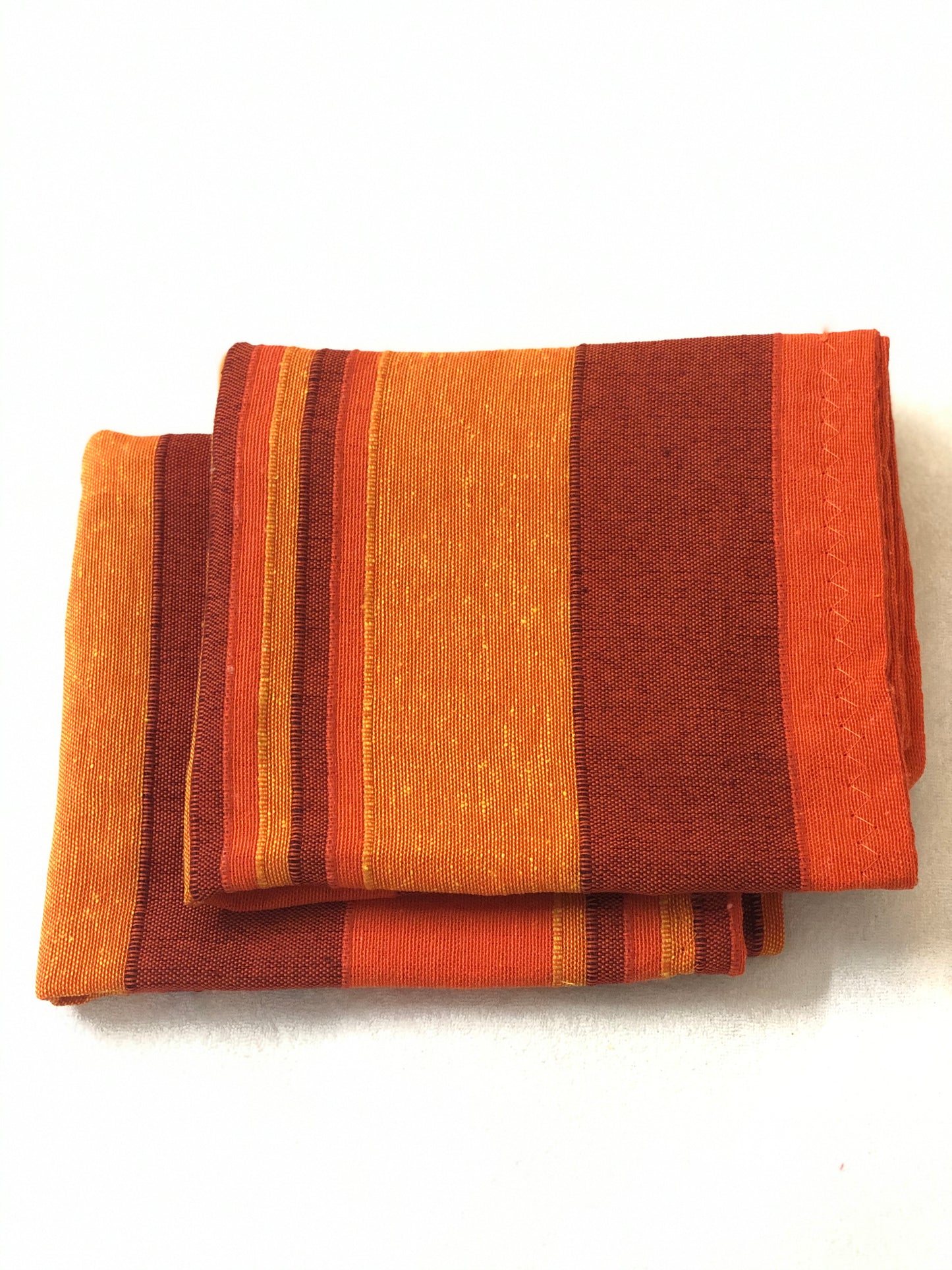 Handloom Cotton Orange Striped Pillow Covers (Set of 2)