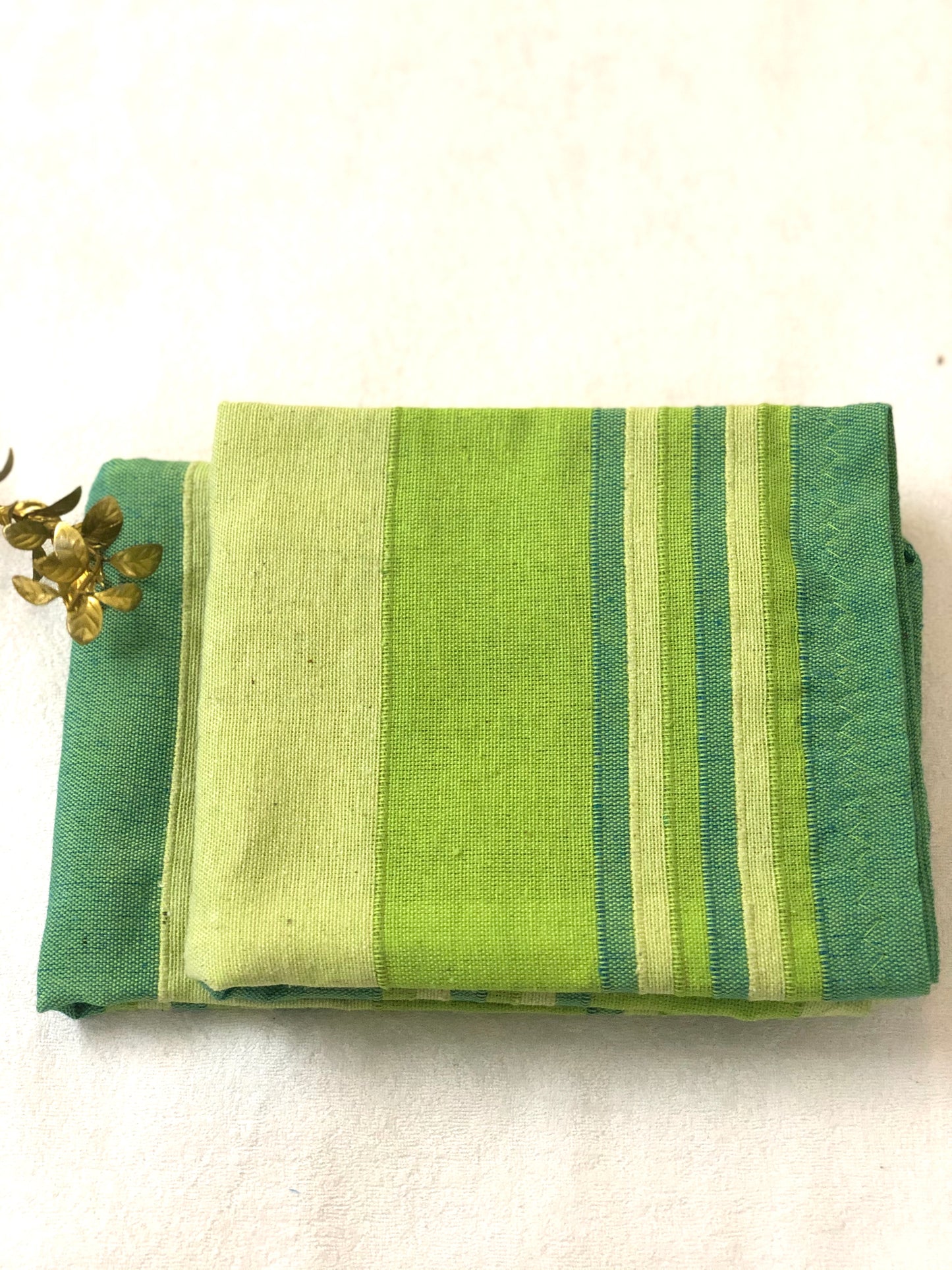 Handloom Cotton Green Striped Pillow Covers (Set of 2)