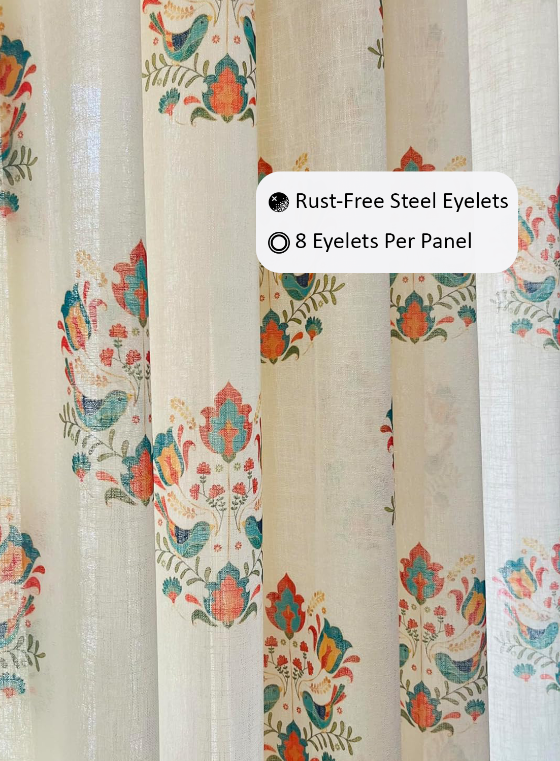 Handloom Cotton Green Sparrow Sheer Curtains 7 feet (Set of 2)