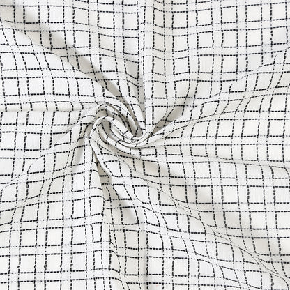 Handloom Cotton White Box Light Filtering Curtains 5 feet (Set of 2)