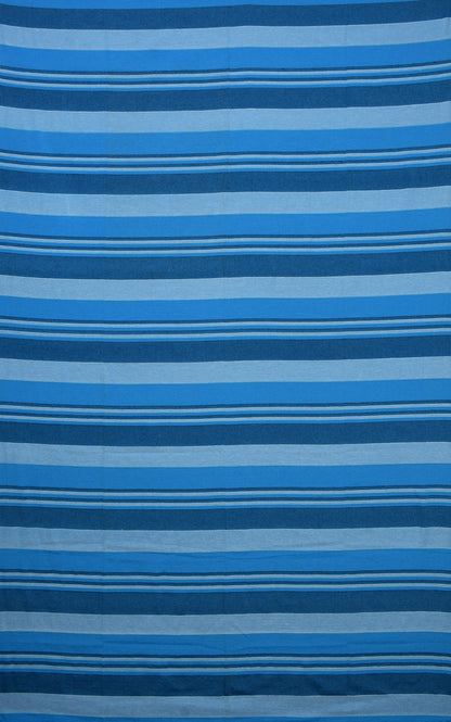 Handloom Cotton Blue Striped Double Bedcover without Pillow Covers