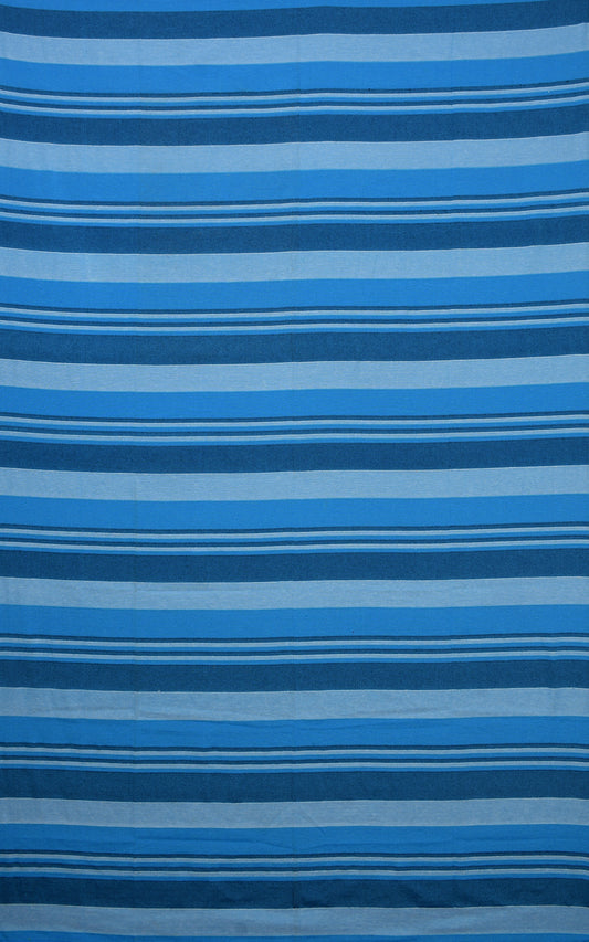 Handloom Cotton Blue Striped Single Bedcover without Pillow Covers
