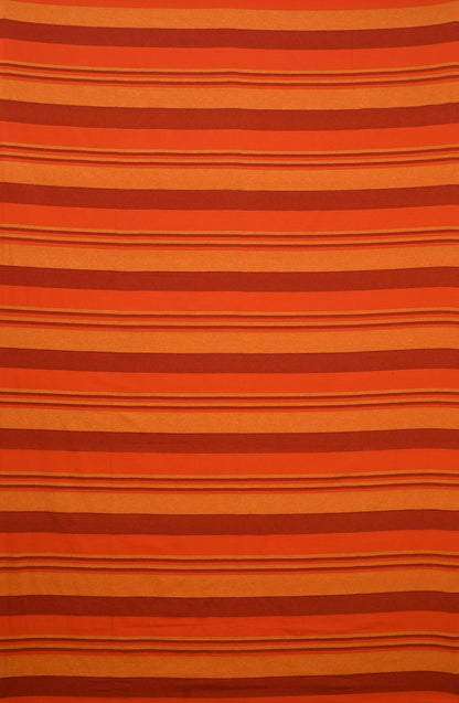 Handloom Cotton Orange Striped Single Bedcover without Pillow Covers