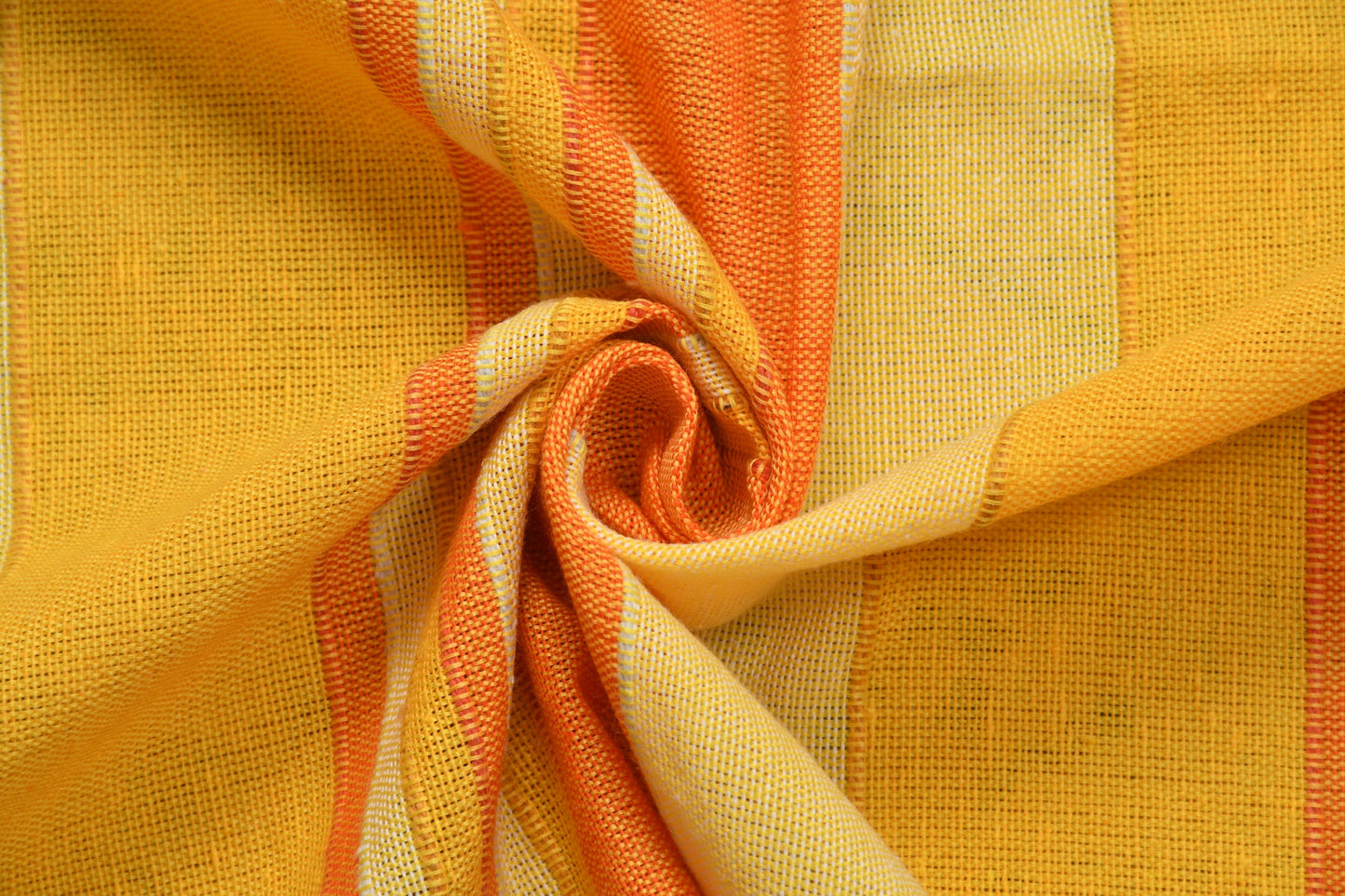 Handloom Cotton Yellow Striped Single Bedcover without Pillow Covers