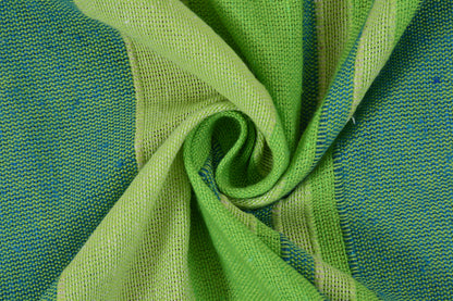 Handloom Cotton Green Striped King Bedcover without Pillow Covers