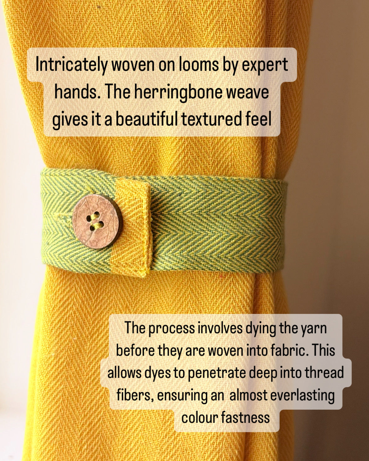 Handloom Yellow Premium Cotton Curtains 7 feet (Set of 2)