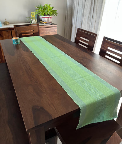 Cotton Pastel Green Ikat Table Runner Medium