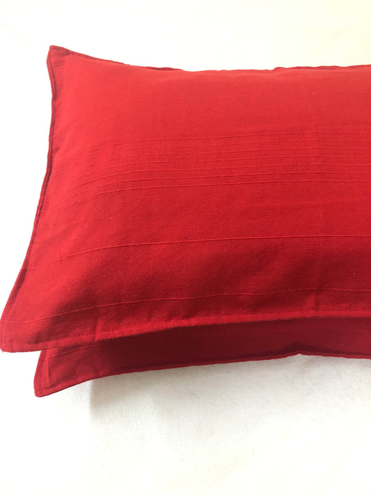 Handloom Cotton Red Pillow Covers (Set of 2)